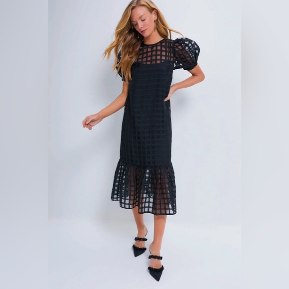 open lace back dress Organza Mini Dress with Waves Cuoio / 2 main image 1